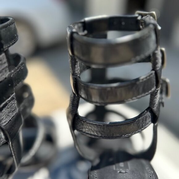 Frye Suzie Gladiator Womens Black Leather Strap Block Heels - Picture 6 of 16